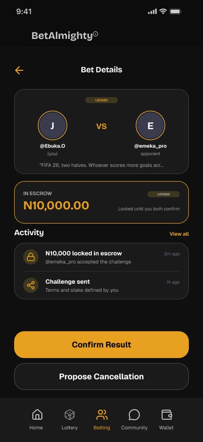 Final Bet details screen, redesigned in Figma