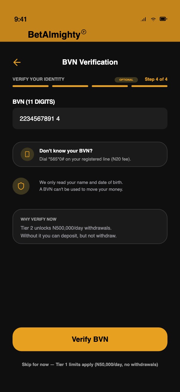 Mid-fidelity July draft of the BVN step screen