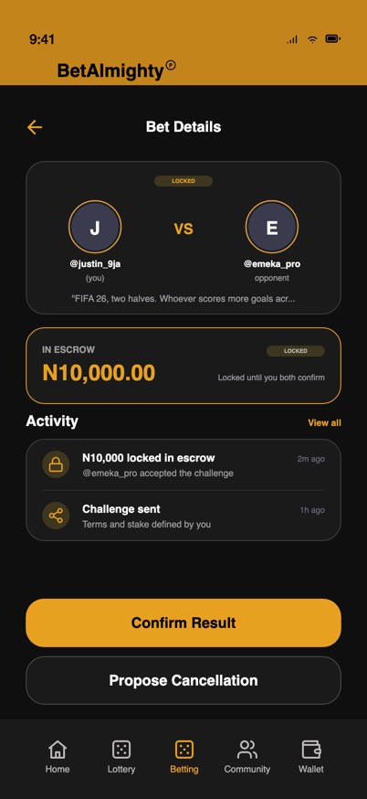 July mid-fidelity draft of the same Bet details screen